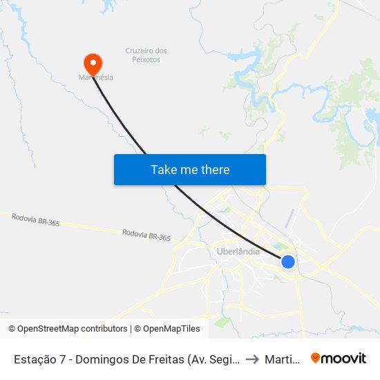 Estação 7 - Domingos De Freitas (Av. Segismundo Pereira) to Martinesia map