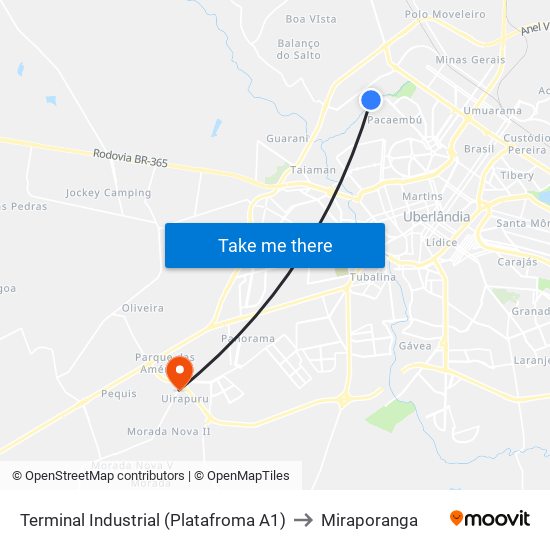 Terminal Industrial (Platafroma A1) to Miraporanga map