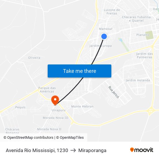 Avenida Rio Mississipi, 1230 to Miraporanga map