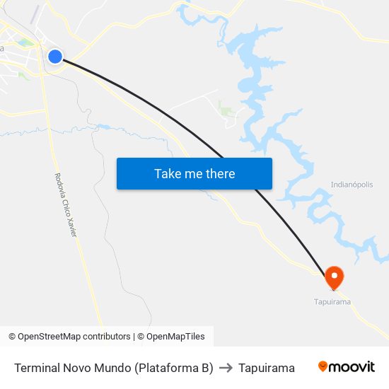 Terminal Novo Mundo (Plataforma B) to Tapuirama map