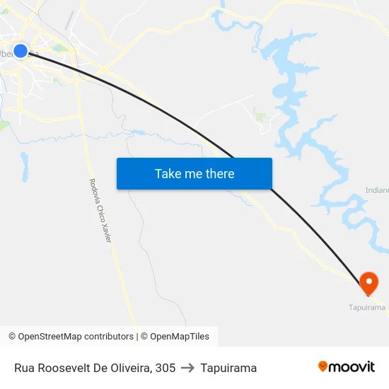 Rua Roosevelt De Oliveira, 305 to Tapuirama map