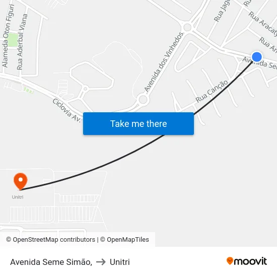 Avenida Seme Simão, to Unitri map