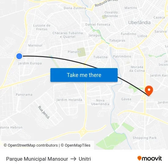 Parque Municipal Mansour to Unitri map