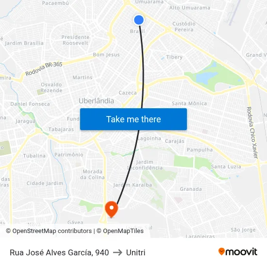 Rua José Alves García, 940 to Unitri map