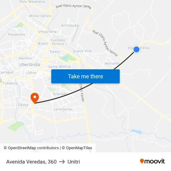 Avenida Veredas, 360 to Unitri map