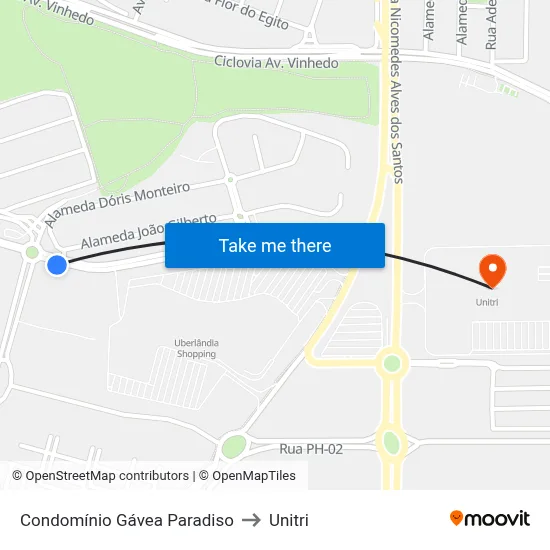 Condomínio Gávea Paradiso to Unitri map