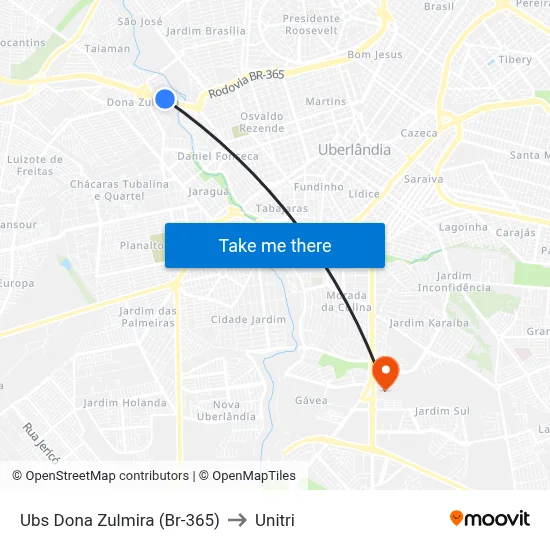 Ubs Dona Zulmira (Br-365) to Unitri map