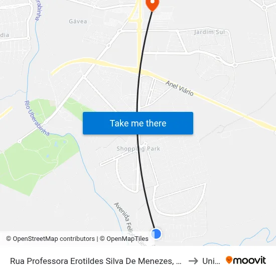 Rua Professora Erotildes Silva De Menezes, 415 to Unitri map