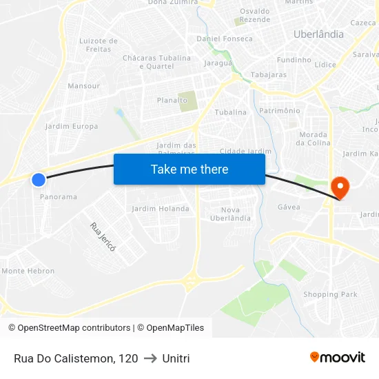 Rua Do Calistemon, 120 to Unitri map
