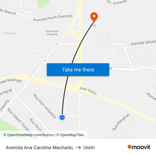 Avenida Ana Carolina Machado, to Unitri map