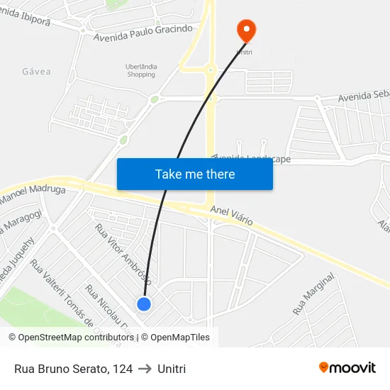 Rua Bruno Serato, 124 to Unitri map