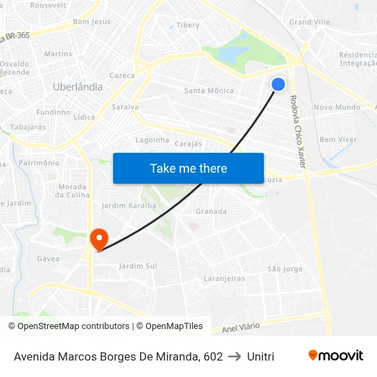 Avenida Marcos Borges De Miranda, 602 to Unitri map