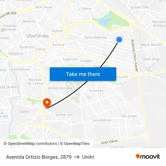 Avenida Ortízio Borges, 2879 to Unitri map