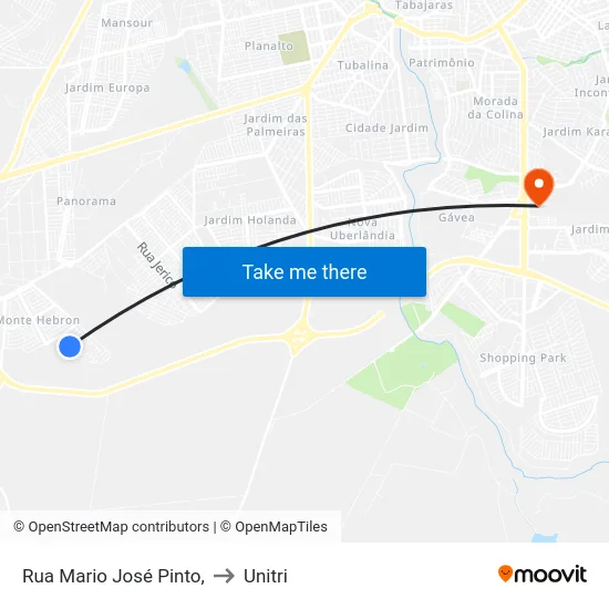 Rua Mario José Pinto, to Unitri map