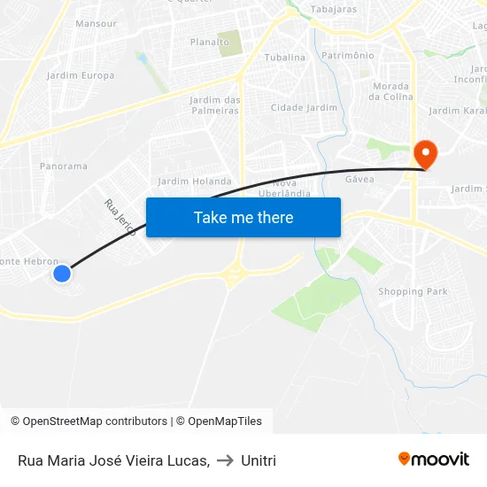 Rua Maria José Vieira Lucas, to Unitri map