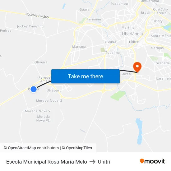 Escola Municipal Rosa Maria Melo to Unitri map