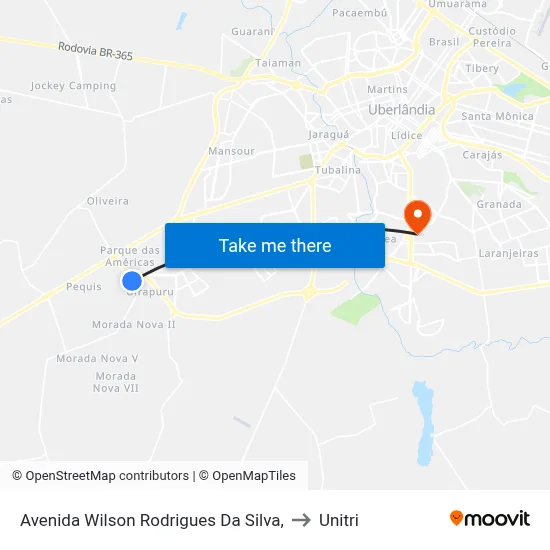 Avenida Wilson Rodrigues Da Silva, to Unitri map