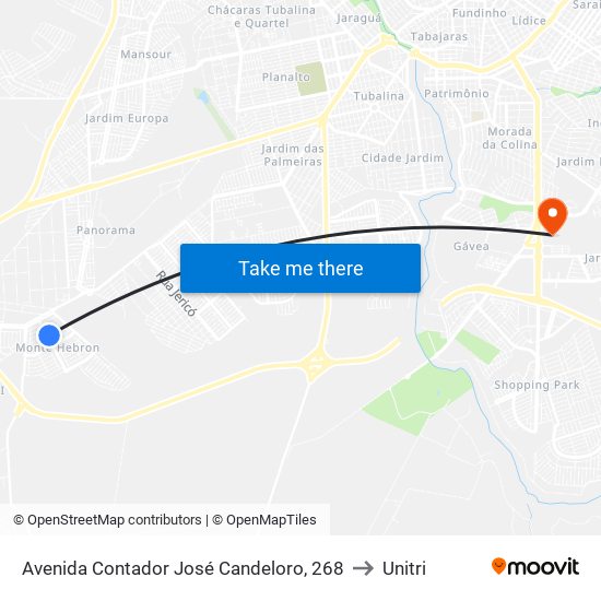 Avenida Contador José Candeloro, 268 to Unitri map