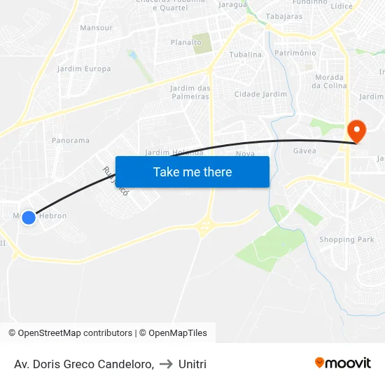 Av. Doris Greco Candeloro, to Unitri map