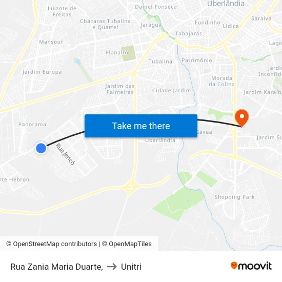 Rua Zania Maria Duarte, to Unitri map