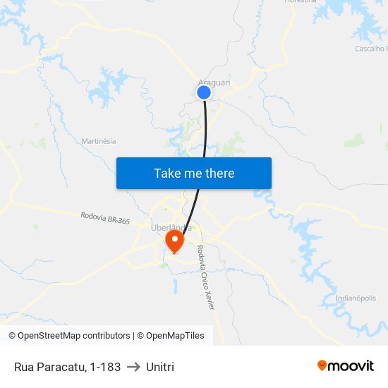 Rua Paracatu, 1-183 to Unitri map