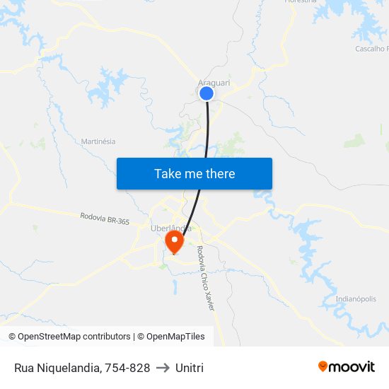 Rua Niquelandia, 754-828 to Unitri map