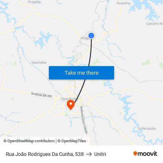 Rua João Rodrigues Da Cunha, 538 to Unitri map