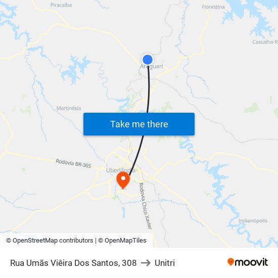 Rua Umãs Viêira Dos Santos, 308 to Unitri map