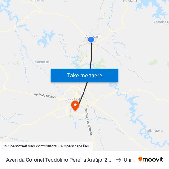 Avenida Coronel Teodolino Pereira Araújo, 2013 to Unitri map