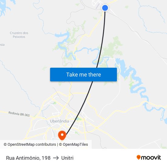 Rua Antimônio, 198 to Unitri map