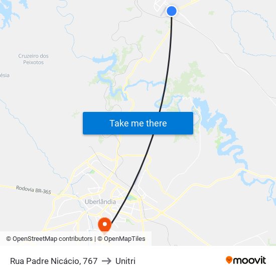 Rua Padre Nicácio, 767 to Unitri map