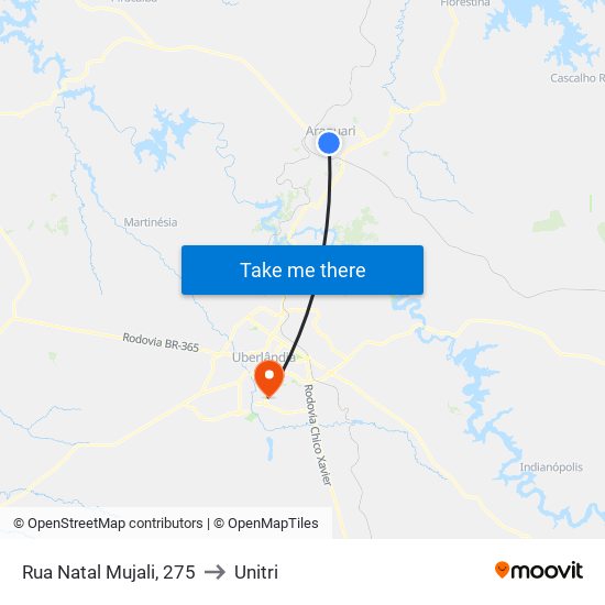 Rua Natal Mujali, 275 to Unitri map