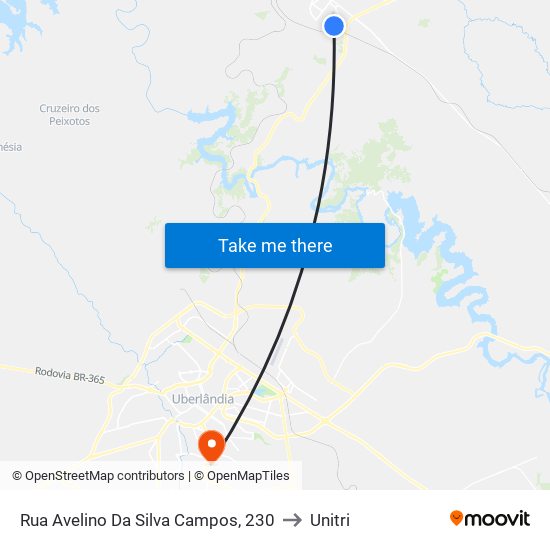 Rua Avelino Da Silva Campos, 230 to Unitri map