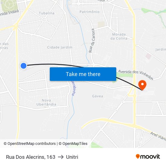 Rua Dos Alecrins, 163 to Unitri map