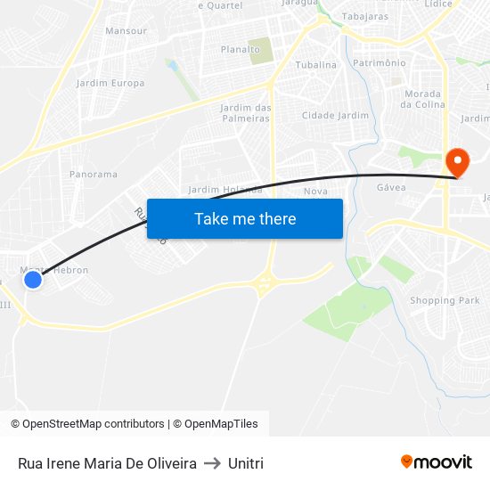 Rua Irene Maria De Oliveira to Unitri map