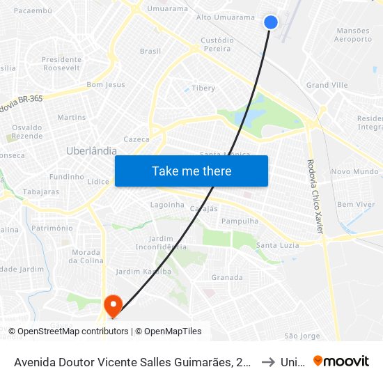 Avenida Doutor Vicente Salles Guimarães, 2700 to Unitri map