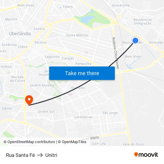 Rua Santa Fé to Unitri map