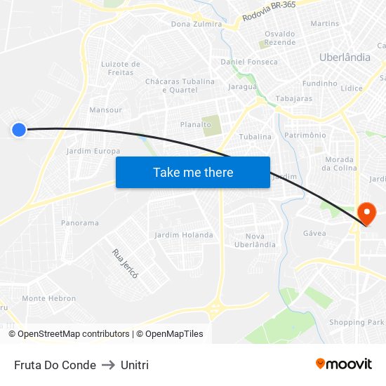 Fruta Do Conde to Unitri map