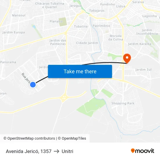 Avenida Jericó, 1357 to Unitri map