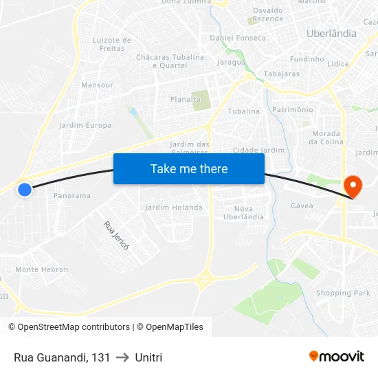 Rua Guanandi, 131 to Unitri map