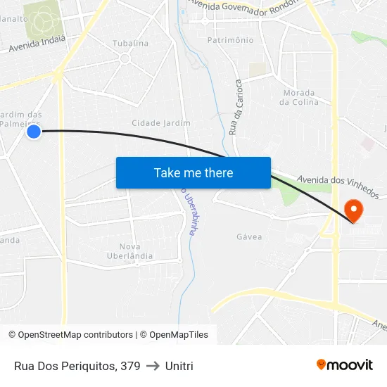 Rua Dos Periquitos, 379 to Unitri map