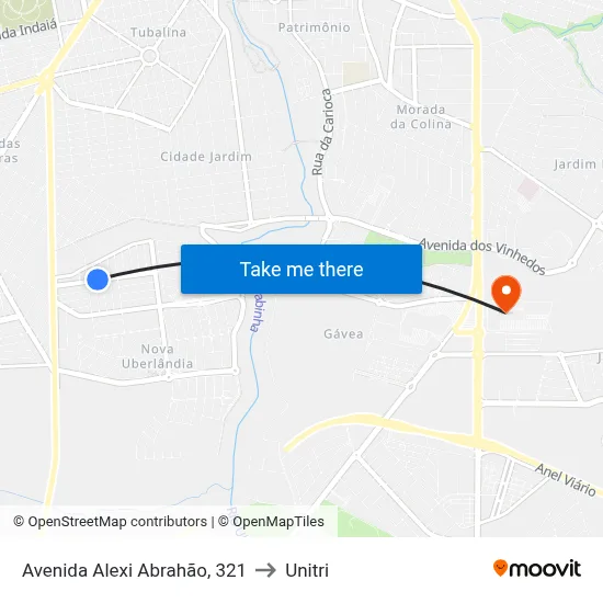 Avenida Alexi Abrahão, 321 to Unitri map