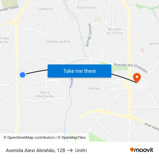 Avenida Alexi Abrahão, 128 to Unitri map