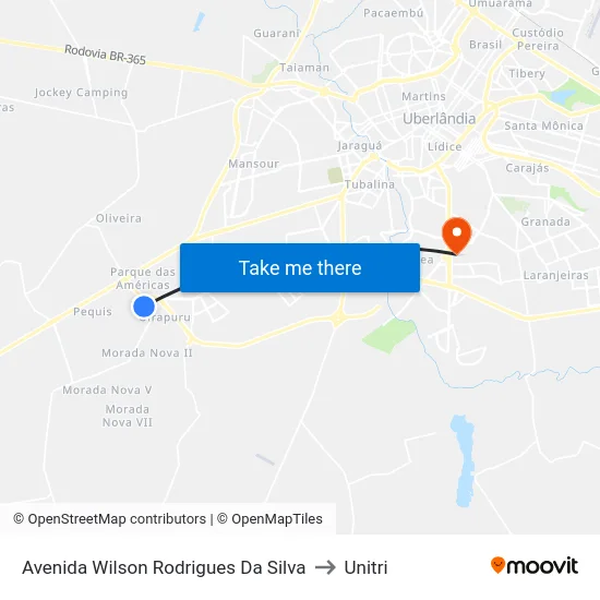 Avenida Wilson Rodrigues Da Silva to Unitri map