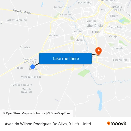 Avenida Wilson Rodrigues Da Silva, 91 to Unitri map