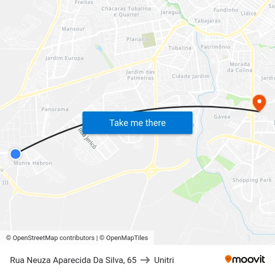 Rua Neuza Aparecida Da Silva, 65 to Unitri map
