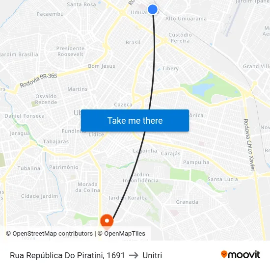 Rua República Do Piratini, 1691 to Unitri map