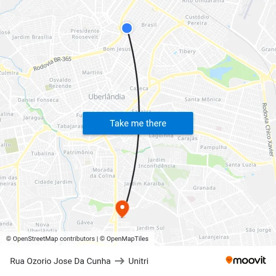 Rua Ozorio Jose Da Cunha to Unitri map