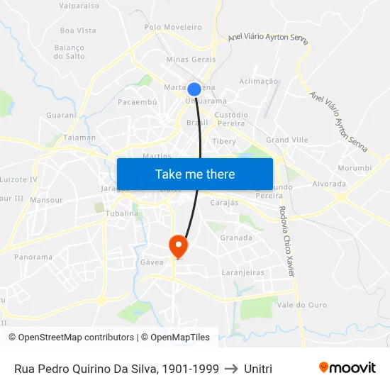 Rua Pedro Quirino Da Silva, 1901-1999 to Unitri map