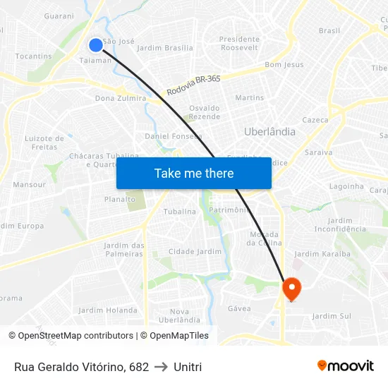 Rua Geraldo Vitórino, 682 to Unitri map
